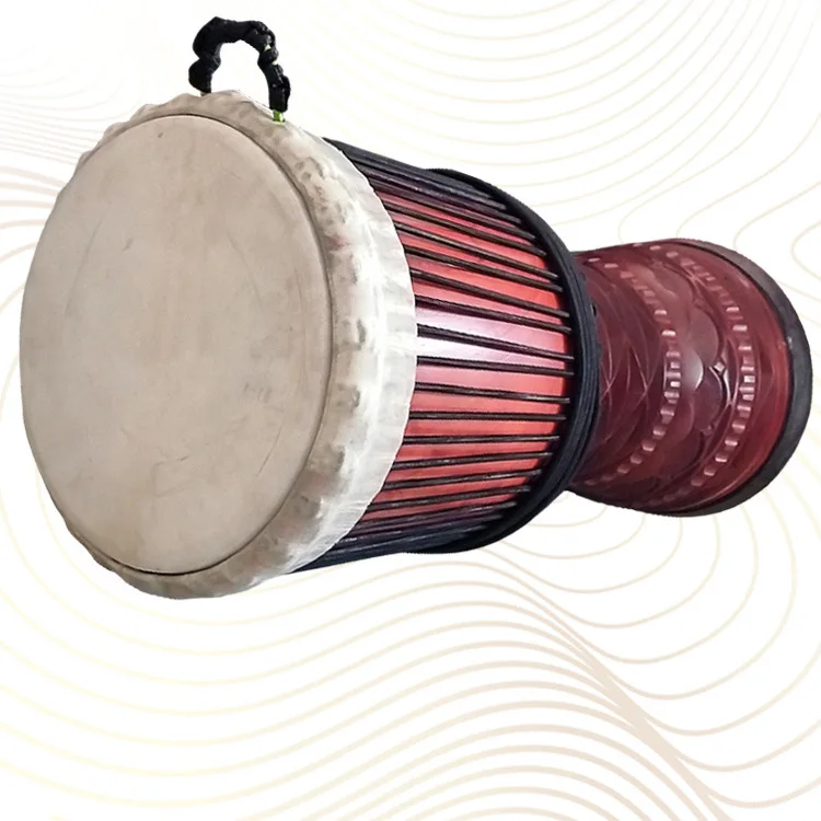 African Drum Master Level Old Goat Skin Drum, Peach Blossom Core Wood, Whole Wood Hollowed Out