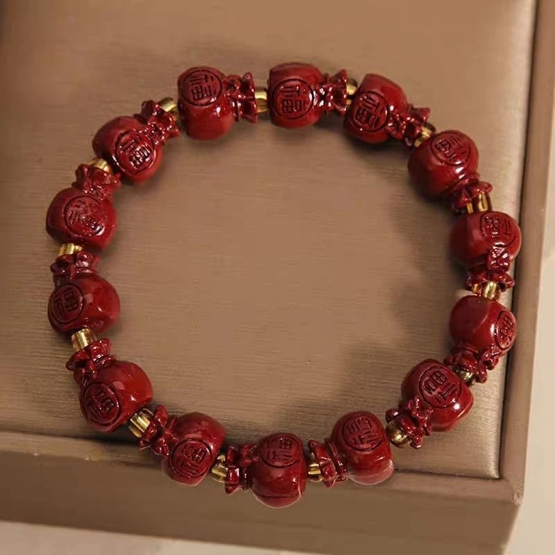 

Natural Purple-Gold Men and Women, Vintage Style Money Bag Bracelet Good Fortune