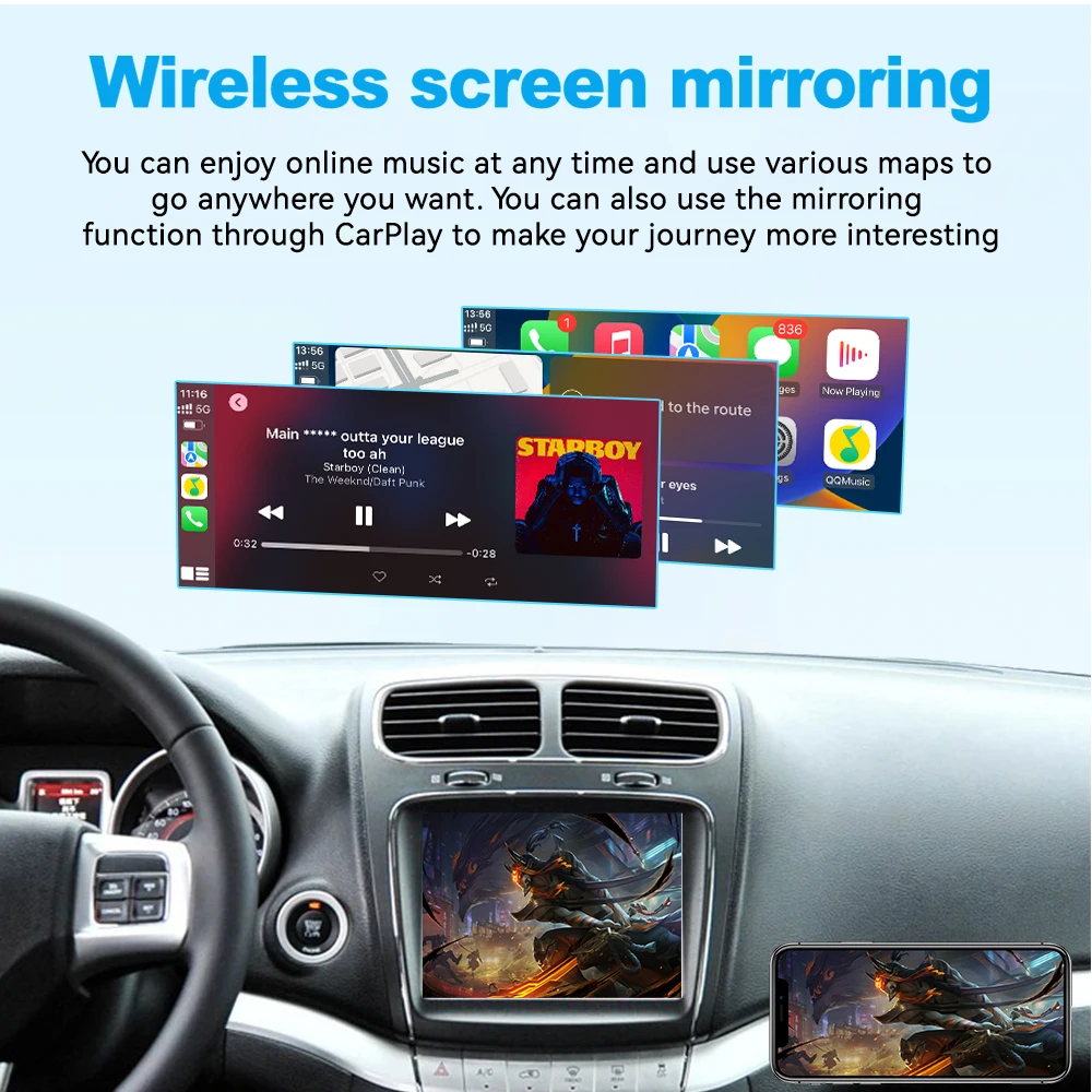 2025 JoyeAuto Módulo Apple CarPlay Sem Fio Para Dodge Journey 2013-2016 Android Auto Mirror-Link AirPlay OEM Caixa de Atualização de Tela