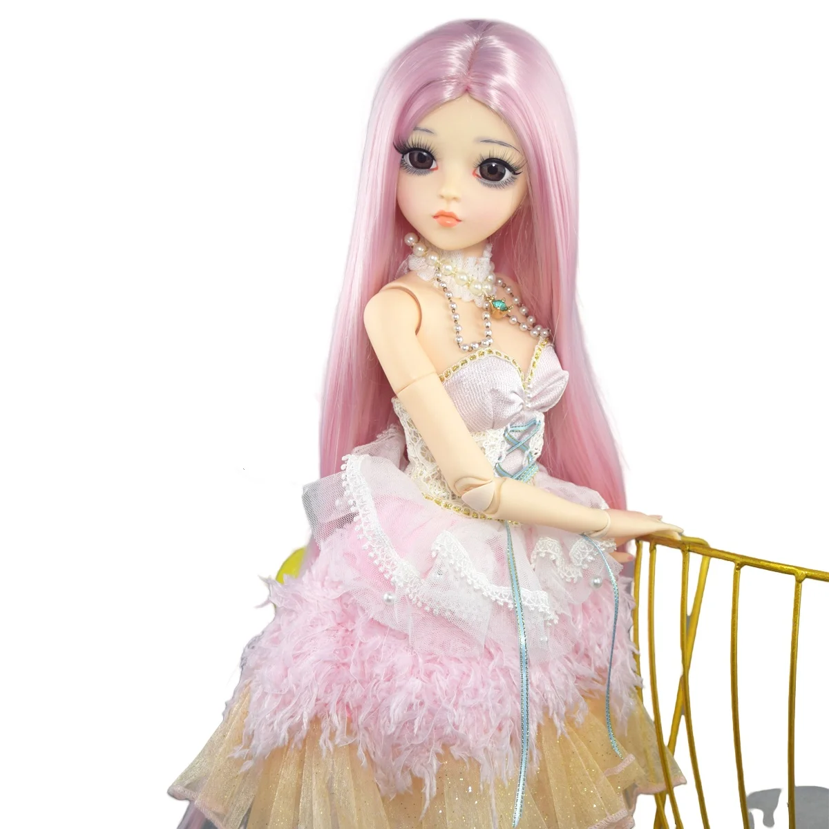 YUTOTUE 24 inch Princess Girl Doll Straight Wig Dress Shoes Full Set 1/3 BJD Doll Toy