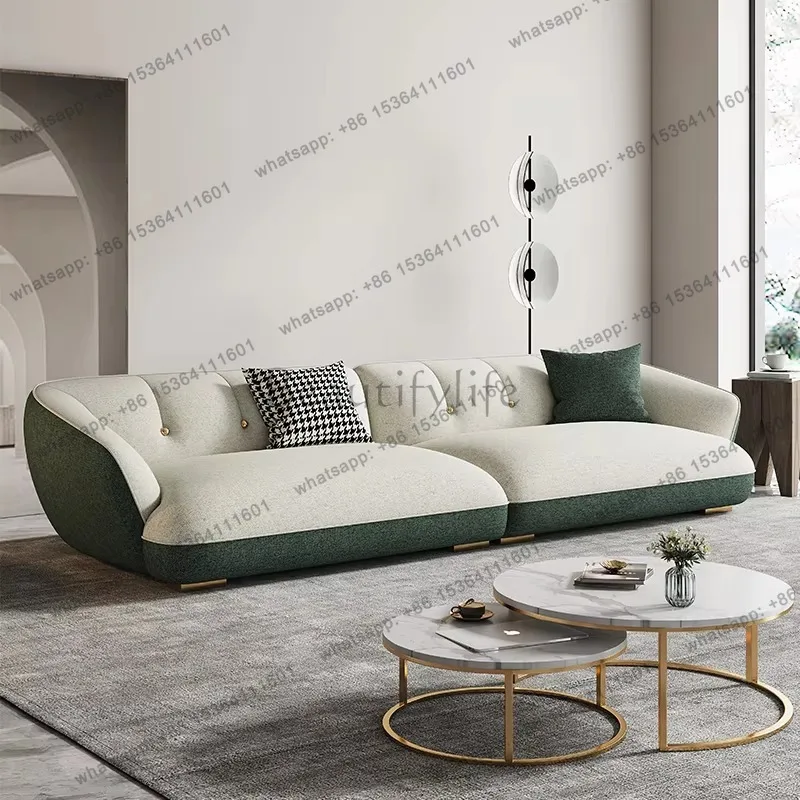LSFabric Sofa Italian Minimalist Living  Small Unit Modern Minimalist Straight Row No Wash Technology Fabric Light Luxury Inte