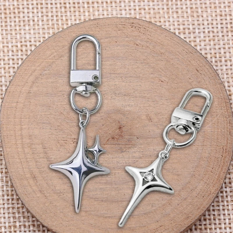 Y2K Star Charm Pendant Keychain Metal Key Rings for Women Men Friendship Gift Handbag Decoration Handmade Jewelry Gift