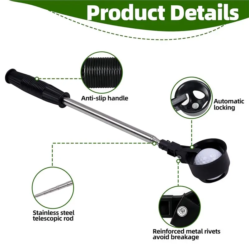 Portable Golf Ball Picker Upper, Telescopic Golf Ball Retrievers Golf Ball Collector, Golf Accessories Gift For Golfers