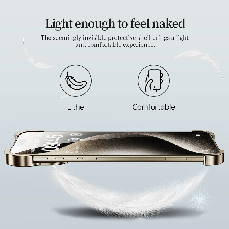 Bezramkowa ramka na telefon z metalowego stopu do iPhone 18 17 Air 16 E 15 14 13 12 Pro Max Plus, osłona ochronna obiektywu, odporna na wstrząsy. — zdjęcie produktu 5