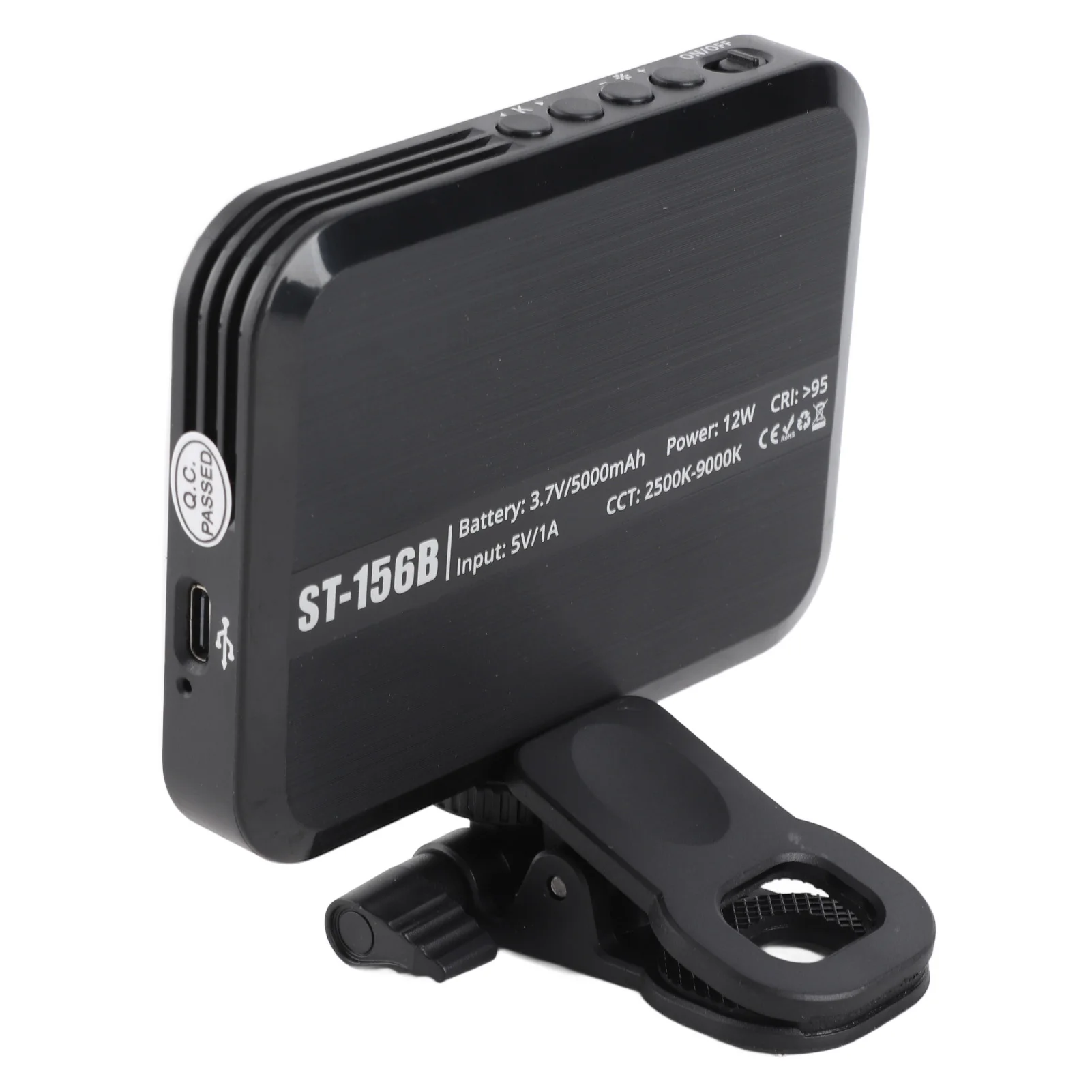 Rechargeable Video Light LED Phone Light 2500k-9000K 1/4in Screw Interface Energy Saving 5000mAh ABS 156 LED for Tablet Laptop