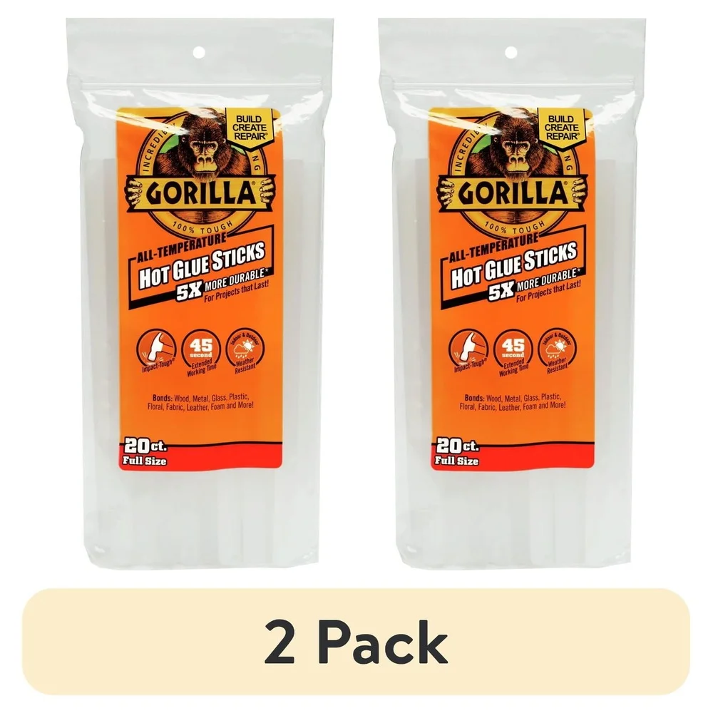 Clear Hot Glue Sticks 2 Pack 8 Inch Full Size 20 Count All Temperature Weather Resistant Durable Adhesive Projects