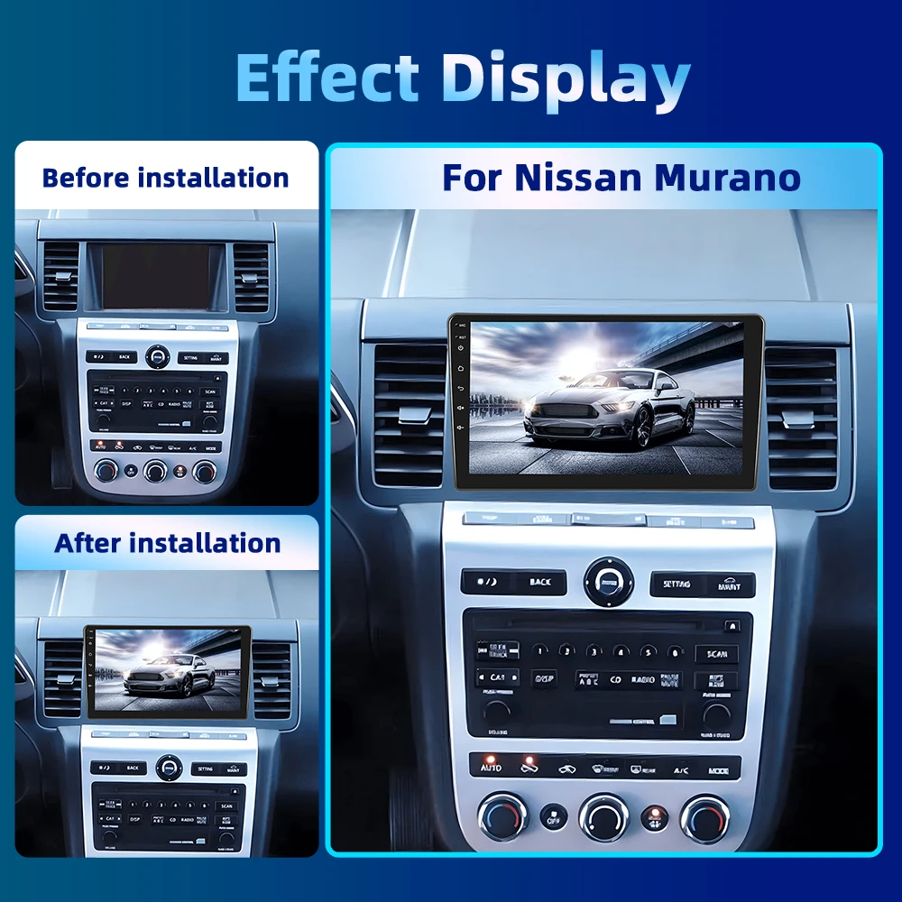 Podofo 2Din Android Car Radio For Nissan Murano 2004-2008 9\'\' Multimedia Player Carplay Android Auto 8Core AI Voice Autoradio