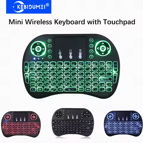 KEBIDUMEI I8 Mini Wireless Keyboard with Touchpad RGB Backlit Keyboard 2.4G Air Mouse English Russian Keyboard for PC Laptop