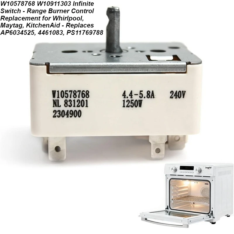 

W10578768W10911303 Infinite Switch-Range Burner Control Replacement for Whirlpool Maytag KitchenAid Replaces AP6034525PS11769788