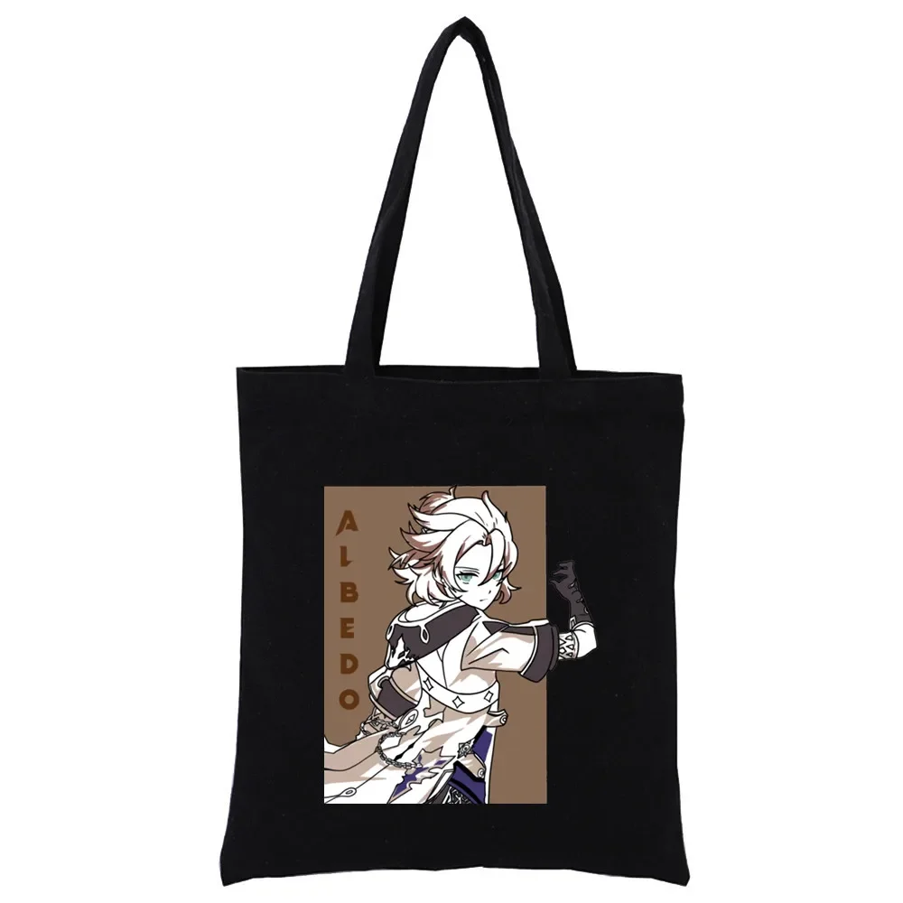 Genshin Impact Hu Tao Game Graphic Cartoon Shopping Canvas Bag Female Girl Tote Eco Harajuku Shopper Shoulder Bags,Drop Ship