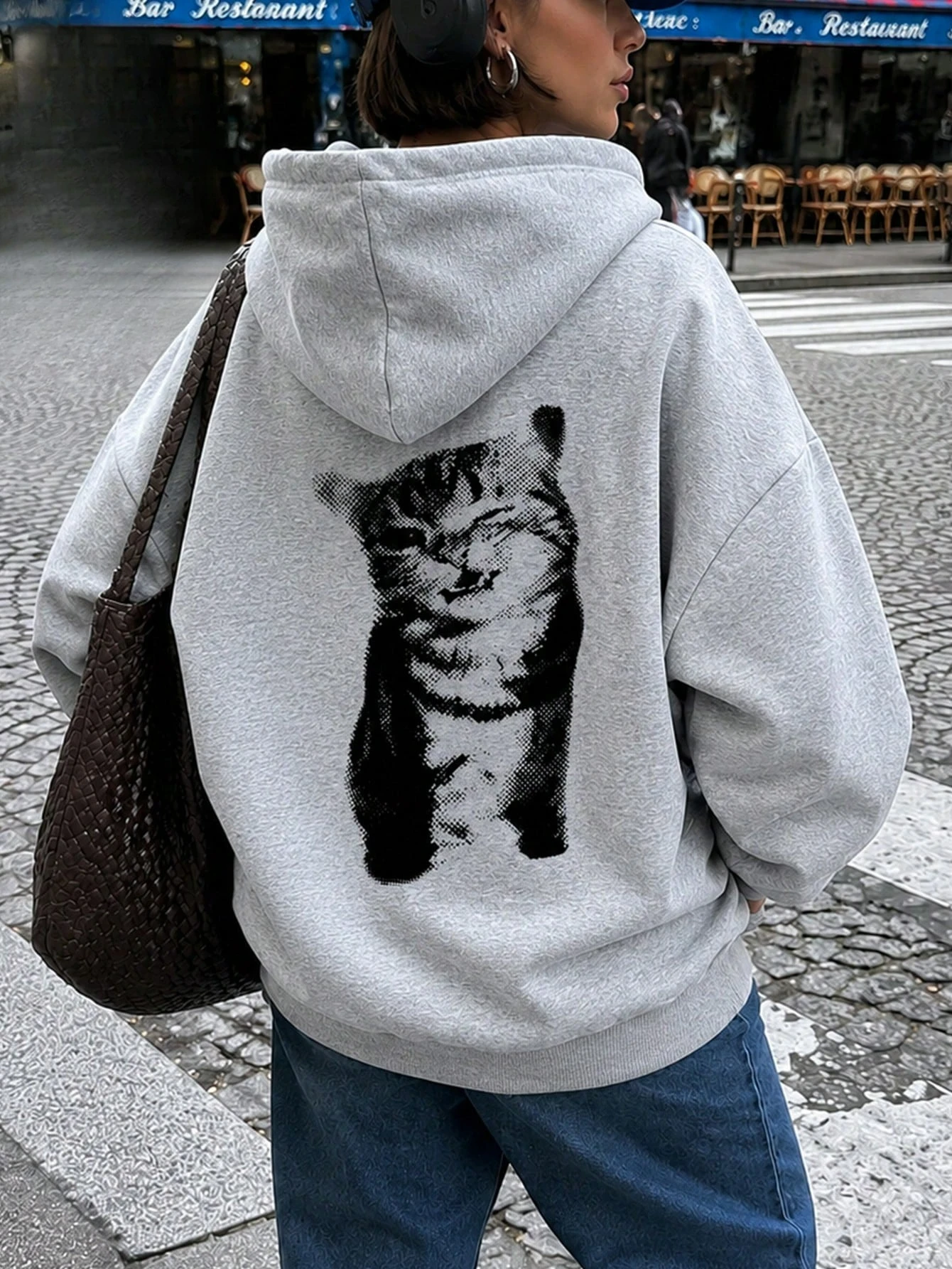 New Calico Cat Printed Casual Multi Functional Hooded Wool Sweater for Men and Women in Autumn and Winter