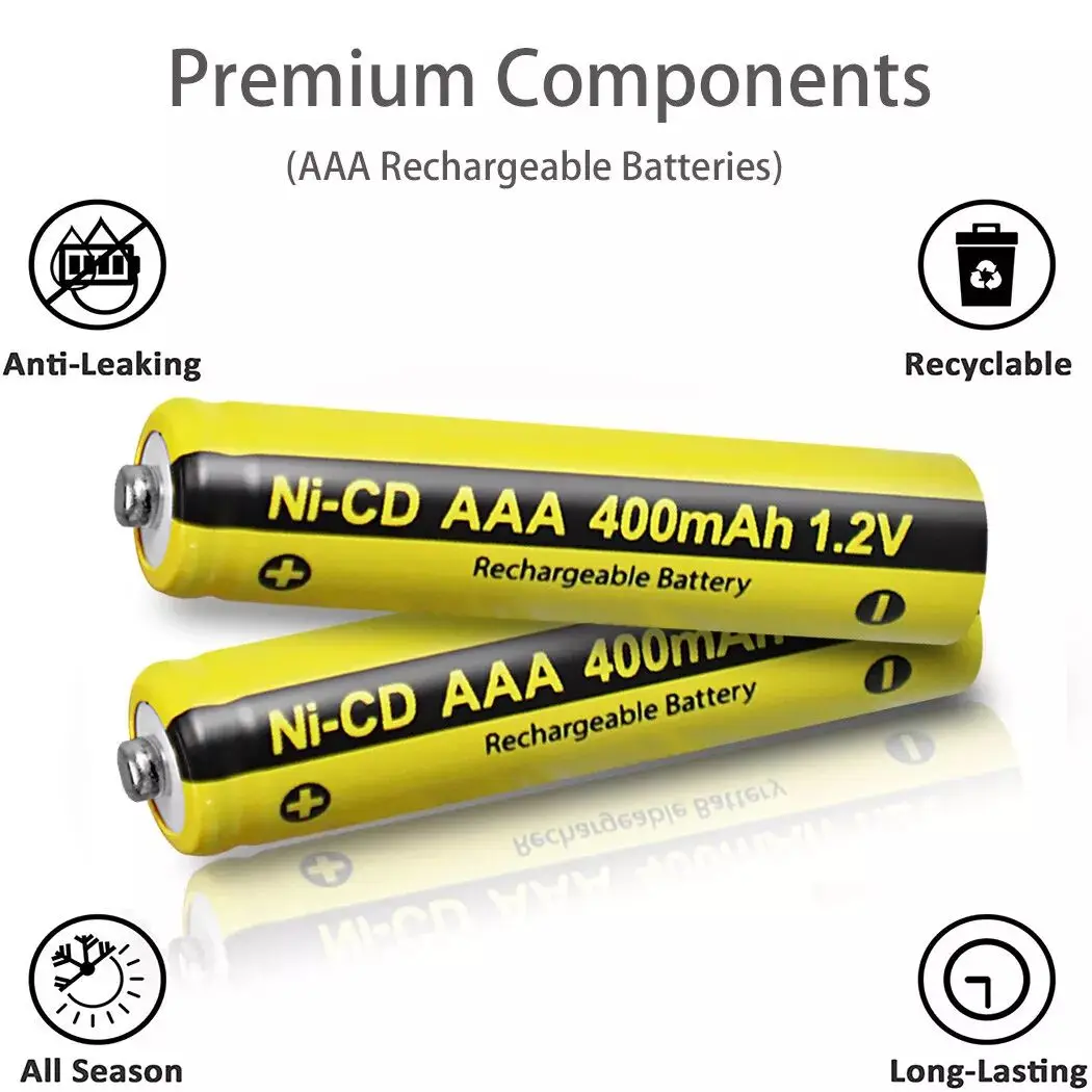 PKCELL 6-Count Rechargeable AAA NiCD Battery Triple A Batteries 1.2V 400mAh for Garden Lights Outdoor Solar Lights