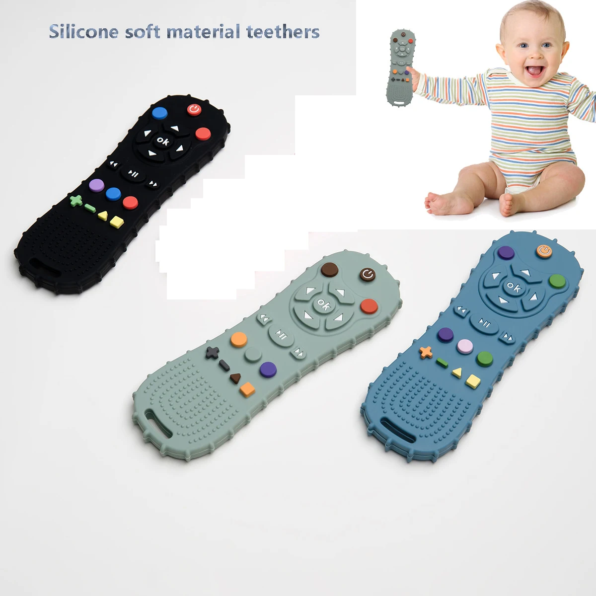 Remote control teether Baby anti-feeding children's teethers Silicone environmental protection material