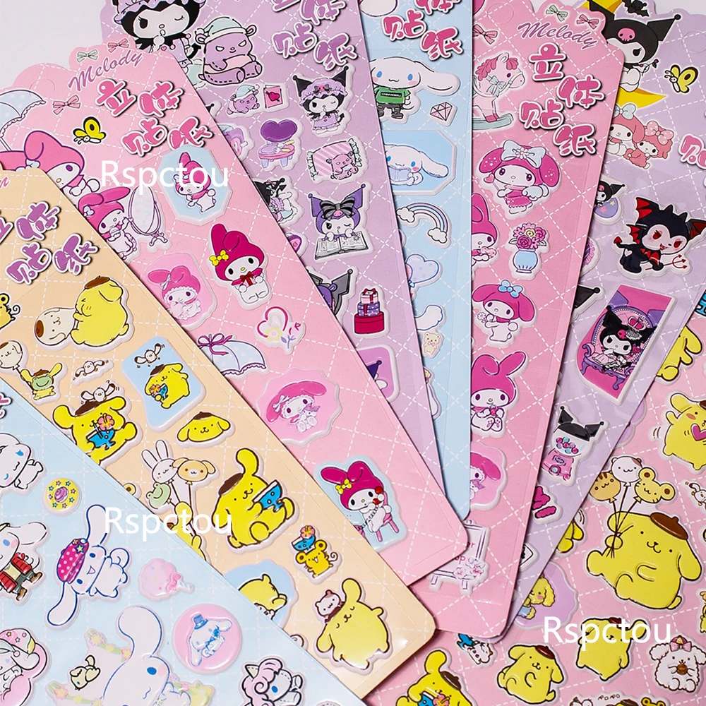 

Аниме-сериал Sanrio, 3D наклейки с пузырьками, Каваи Куроми, Моя мелодия, мультяшная пухлая наклейка, СДЕЛАЙ сам, Багаж, Гитара, Ноутбук, наградные наклейки, игрушка