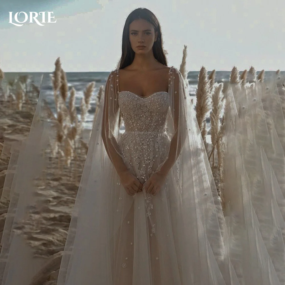 LORIE Lace Vintage Wedding Dresses Applique Shawl Long Sleeve High Bobycon Backless Mermaid Bridal Gown Customized Party Dresses