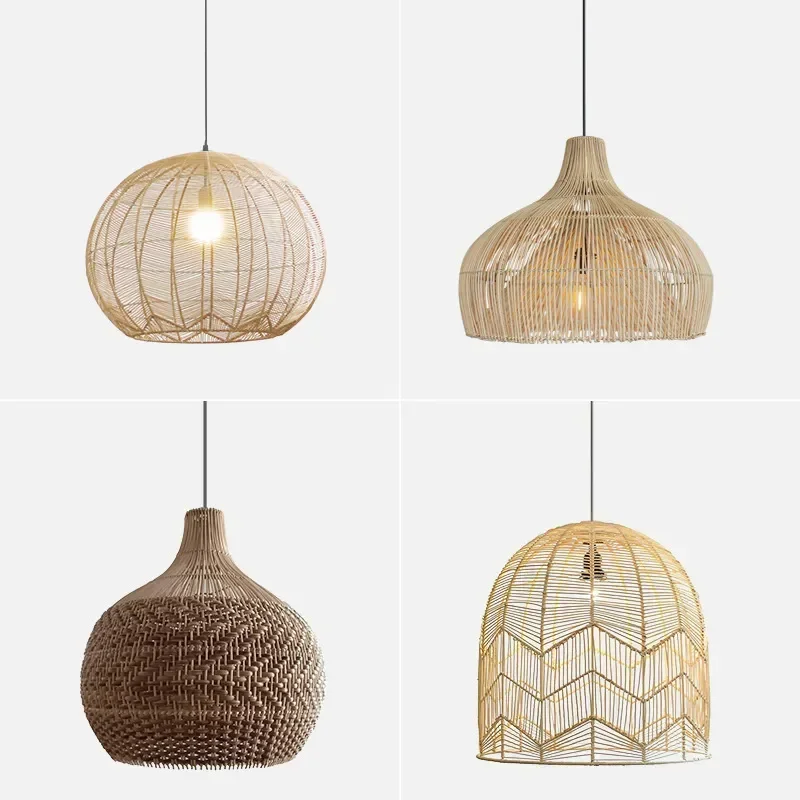 

Rattan wicker pendant lights Ceiling Chandeliers Lamp Restaurant Kitchen Handmade Rattan LampTea Room Lamp Farmhouse Bamboo lamp