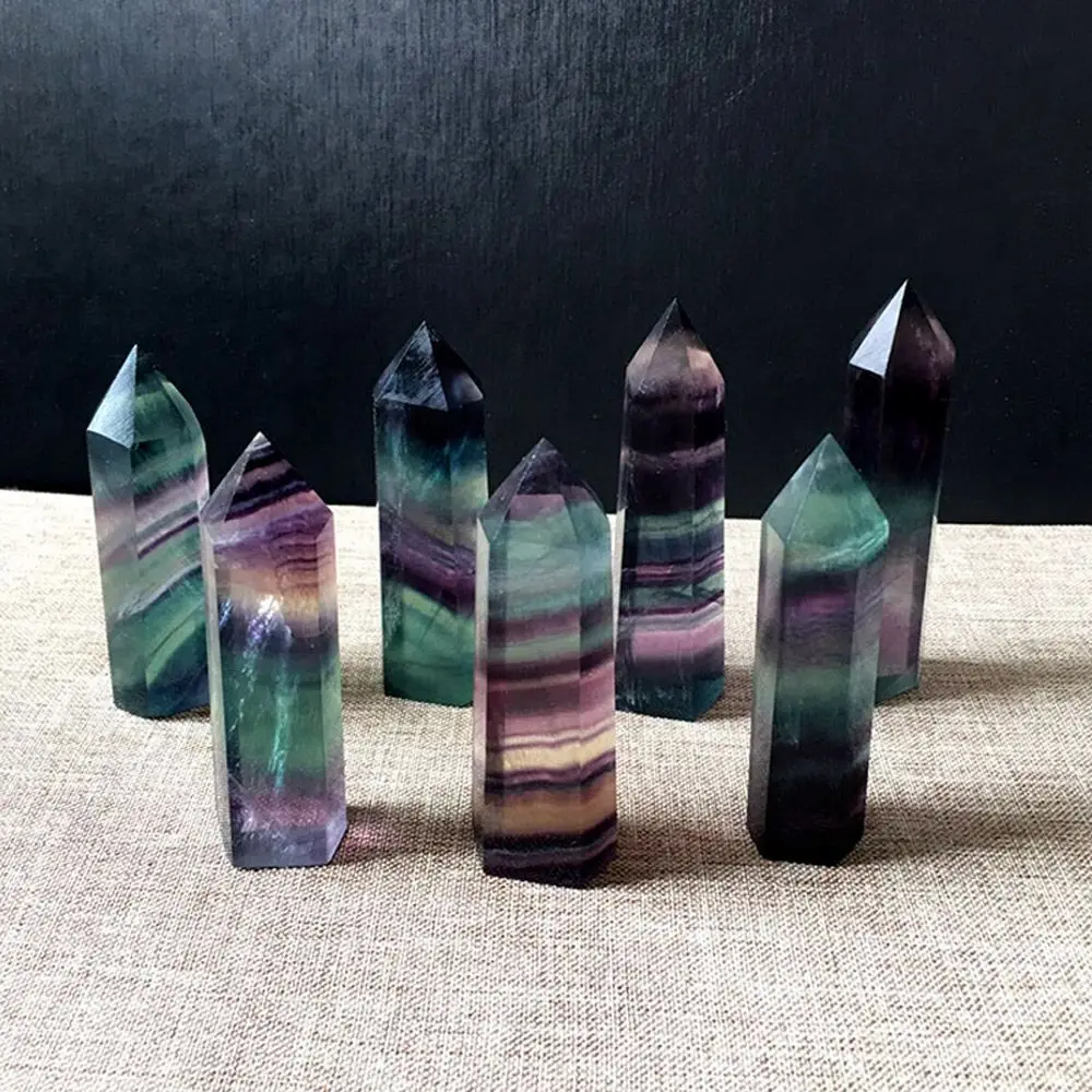 50-60mm Home Quartz Collectables Gemstone Point Healing Natural Fluorite Crystal Wand