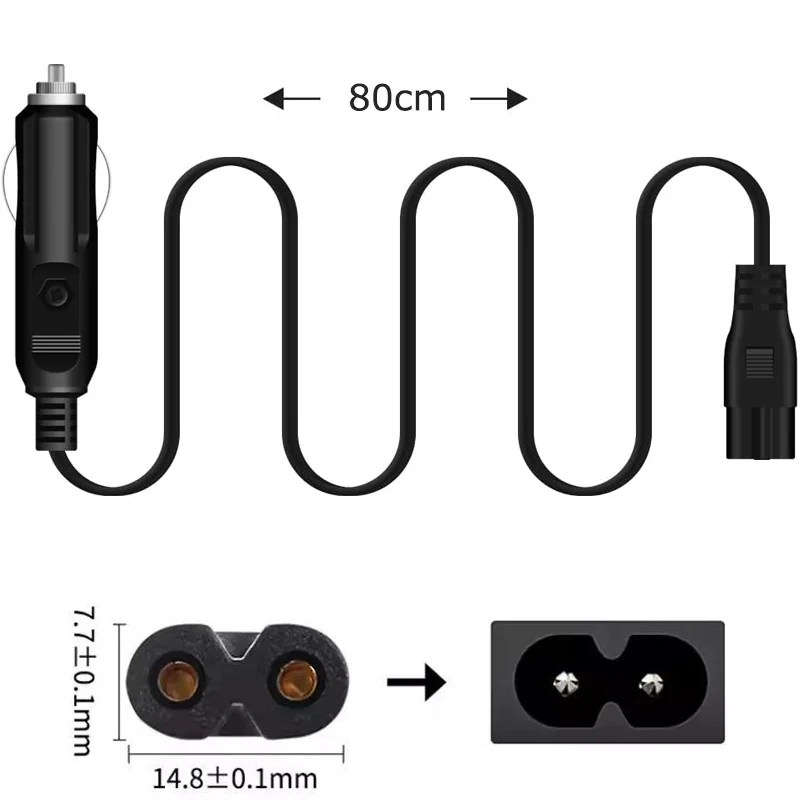12V 24V Car Truck Cable for Electric Lunch Box 80CM Replacement Wire Food Warmer Heated Container Plug 2 Pin Adapter Accessories