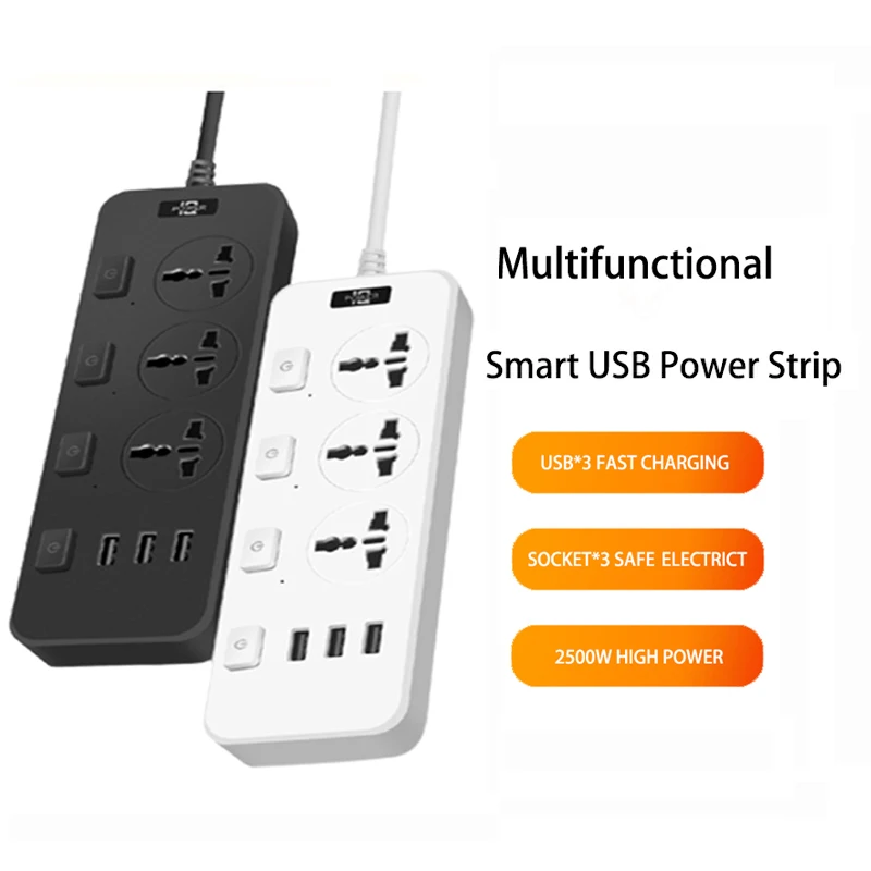 5 قطعة مقبس ذكي عالمي قطاع الطاقة مع ساحرة مستقلة 3 USB التيار المتناوب الاتحاد الأوروبي/المملكة المتحدة/الولايات المتحدة مقبس المنزل