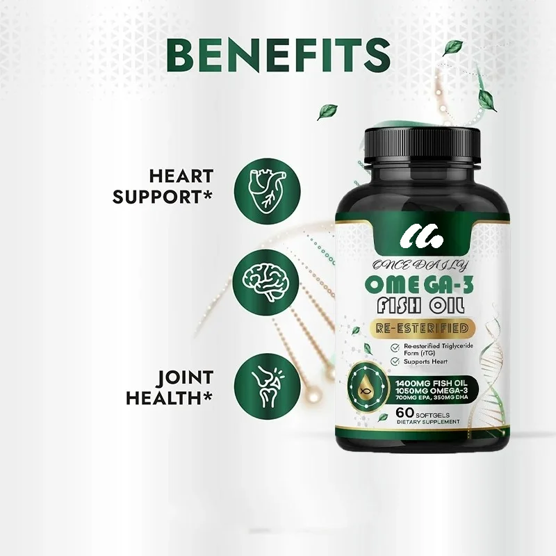 Omega 3 Fish Oil 1400mg, 60 Capsules, Re Esterified Triglyceride Form (rTG) Supplement