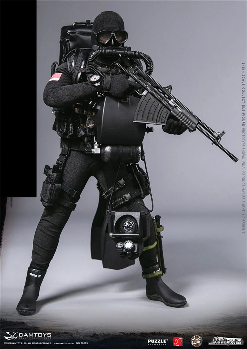 DAMTOYS-Soldado Batalha Frogman Action Figure, Exército de Libertação Chinês, Corpo de Fuzileiros Navais, Conjunto completo, Presentes Fãs Colecionáveis, 78073, 1:6