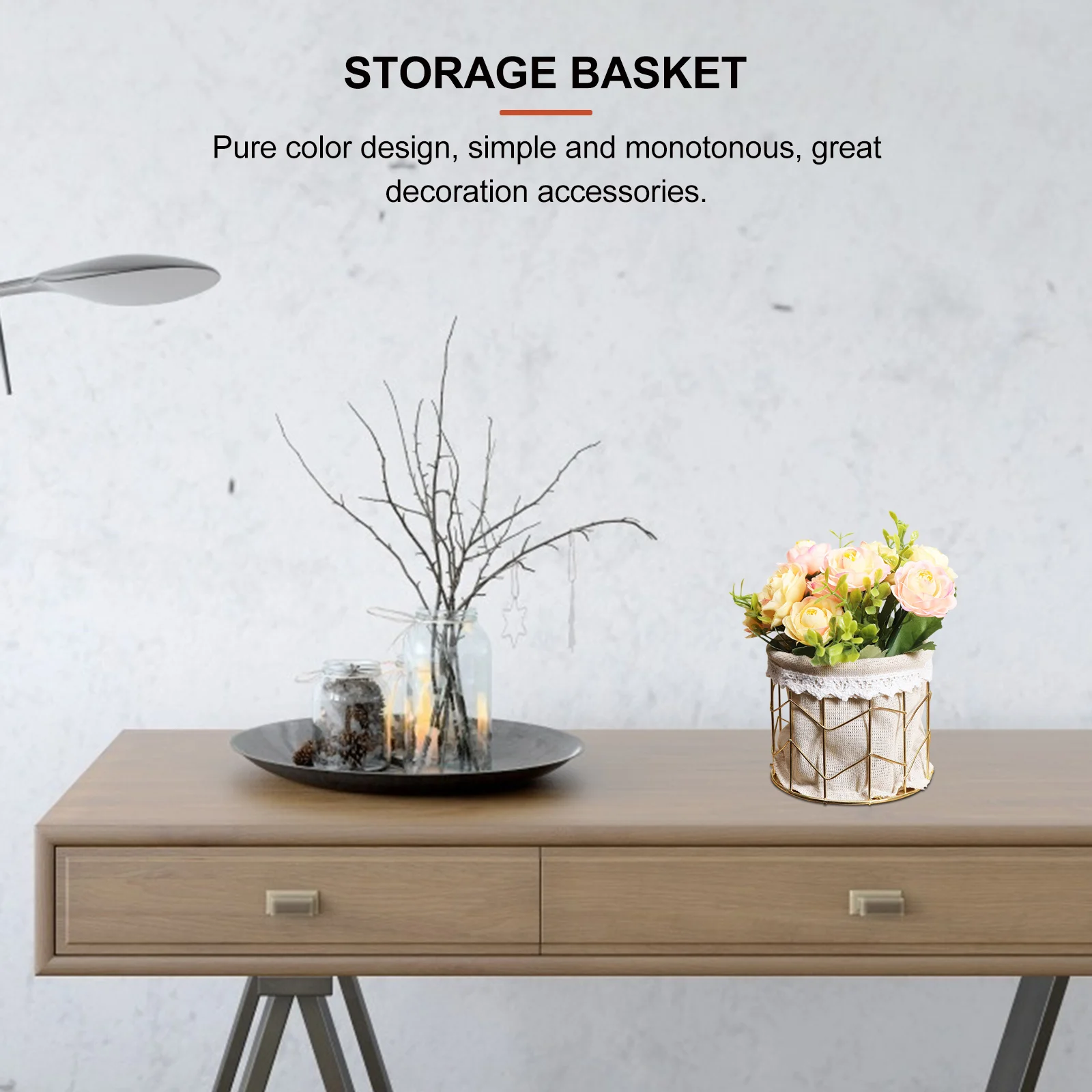 

Electroplated Flower Basket Pen Holder Storage Container For Home Office Desk Organizer Sundries Container Multipurpose Iron Art