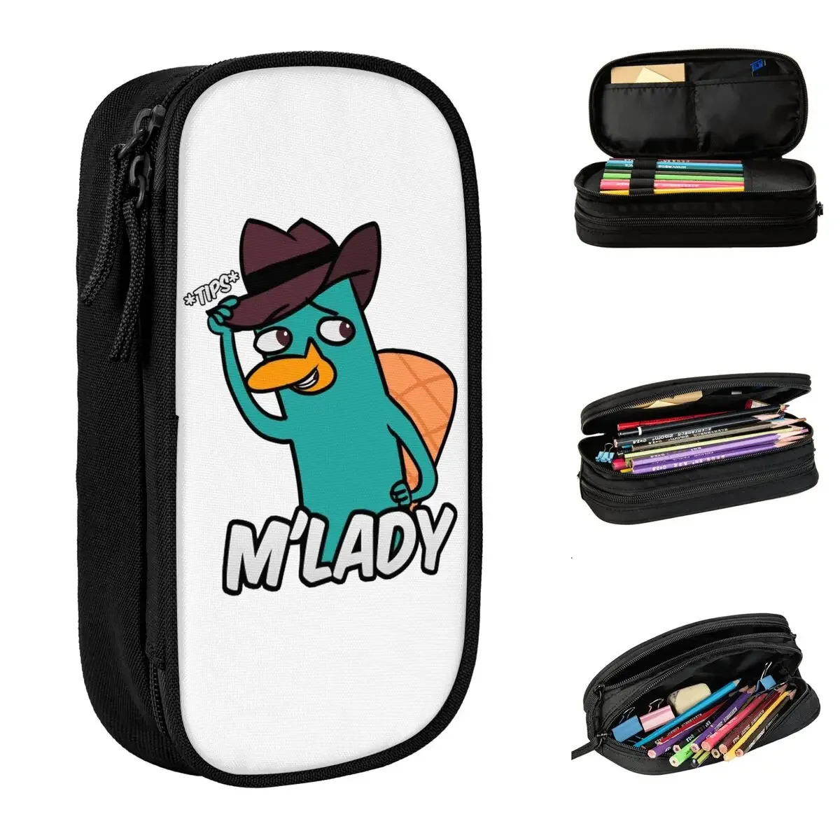 Perry The M'Lady Pencil Case New Pen Holder Bag Girl Boy Large Storage Office Cosmetic Pencilcases