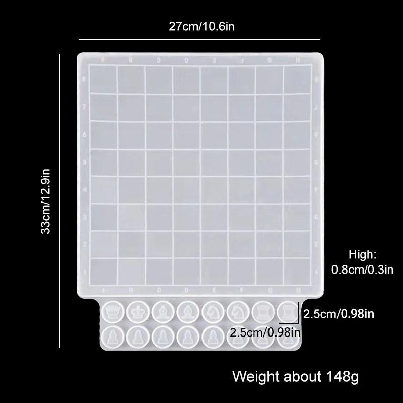 Molde De Xadrez De Silicone Antiaderente Flexível, Moldes De Resina, Artesanato