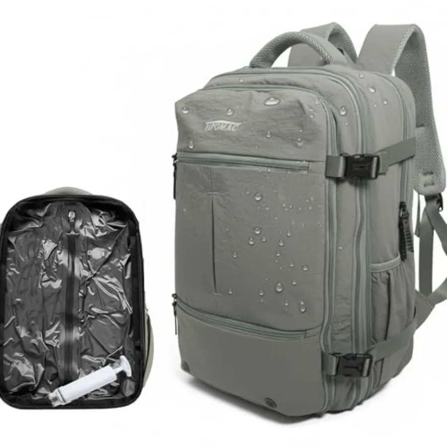 Vacuum Compression Backpack Carry-On Size Travel Backpack with Vacuum System and Pump Expands to Packing Capacity Fits 17" Lapt