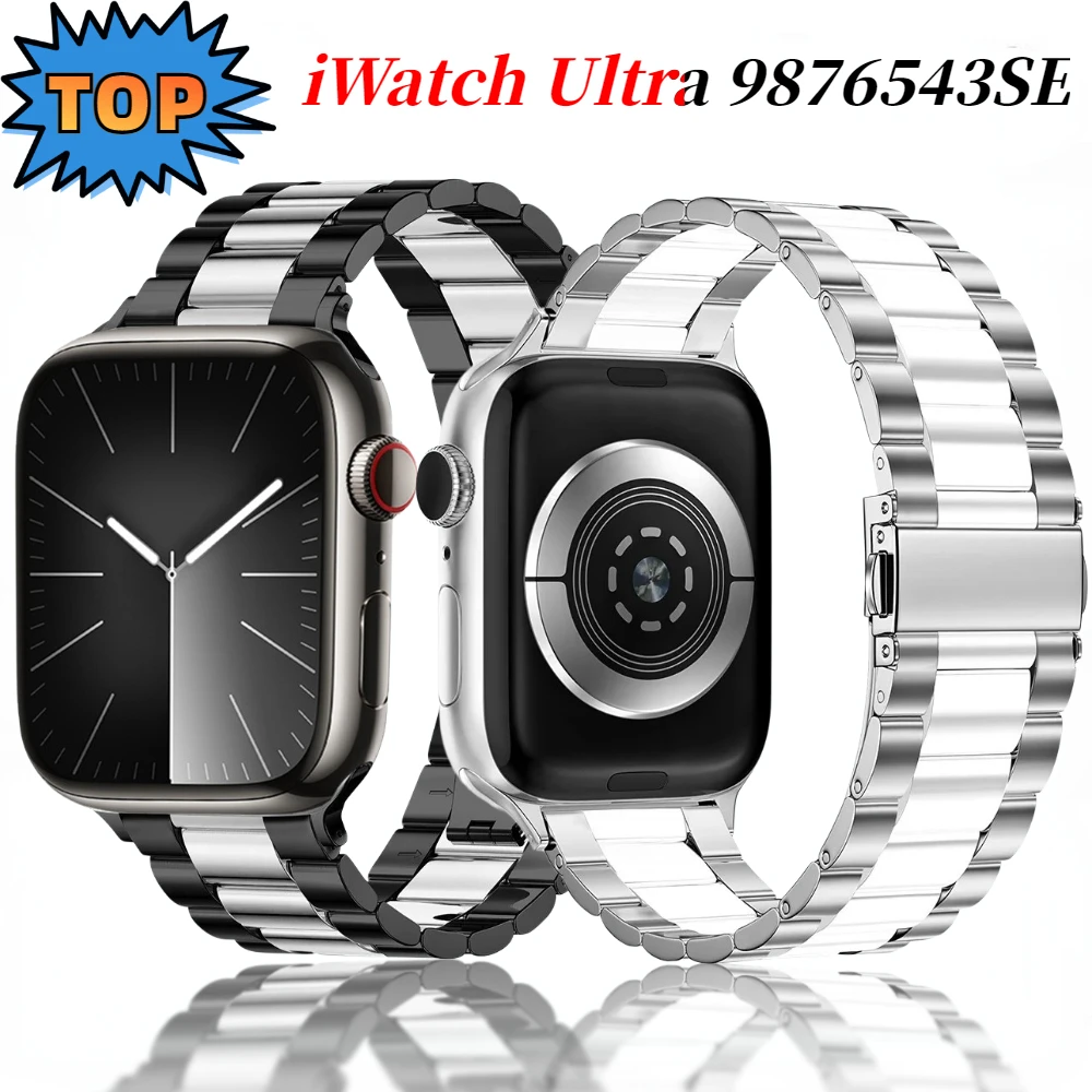 

Metal Strap for Apple Watch Ultra 10 9 8 7 46mm 45mm 44mm 42mm 41mm 40mm 49mm Stainless Steel Bracelet Iwatch 6 5 4 3 SE Correa