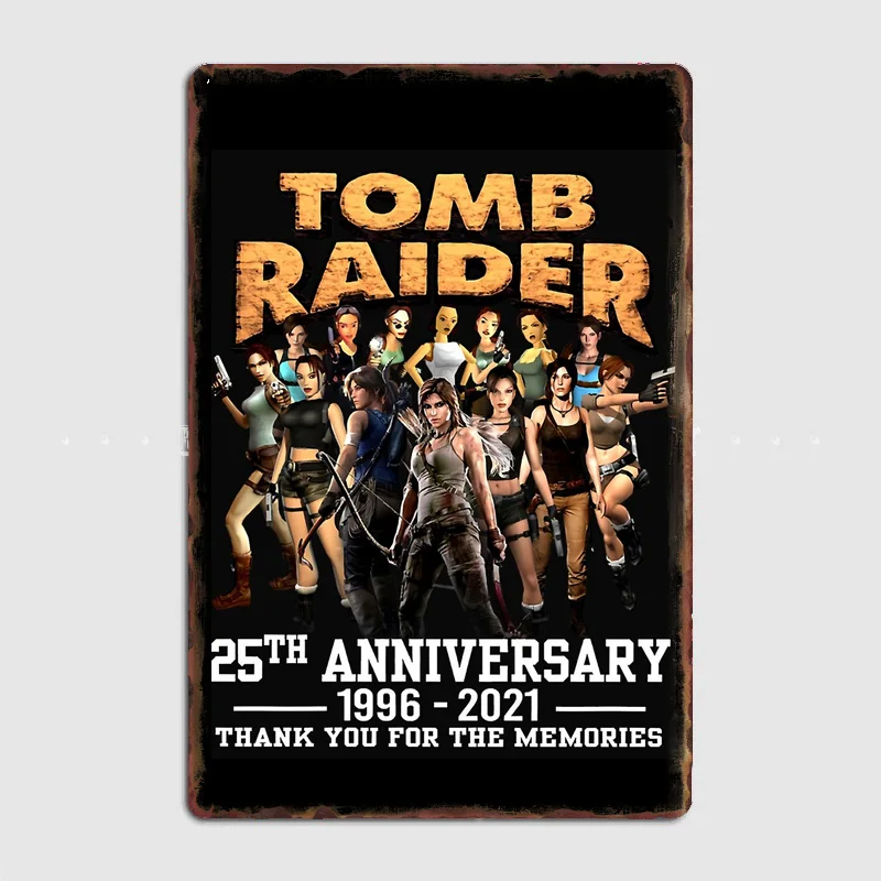 Tomb Raider Lara Croft Classic Poster Metal Custom Sign Living Room Wall Indoor Decor Room Decoration Bedroom Posters Home Decor