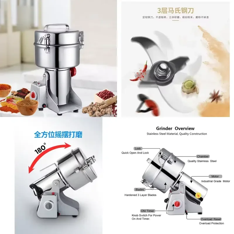 for  Hot Multipurpose 1000g Upgraded Spice Grinder Grain Coffee Beans Vanilla and Spice Granule Grinder