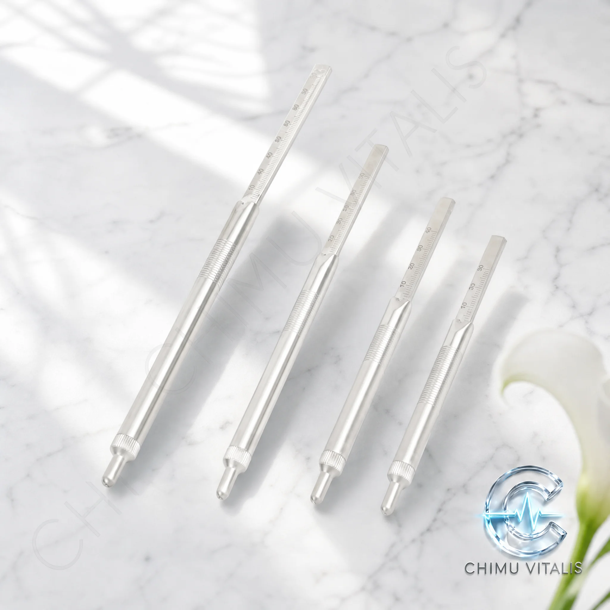 【CHIMU VITALIS 】 Sounding Instrument Stainless Steel Lower Limb Nail Drilling Depth Measuring Ruler