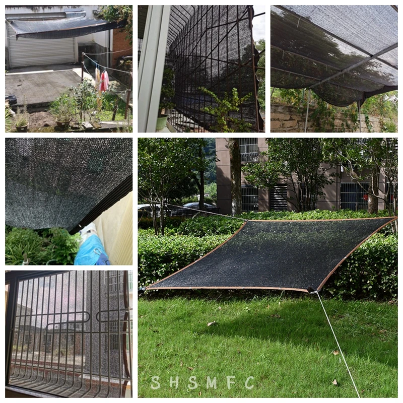 4 8 12 Pin Black HDPE Anti-UV Sun Shade Net Gazebo Shelter Outdoor Pergola Canopy Sun Cover Agriculture Greenhouse Sunshade Net