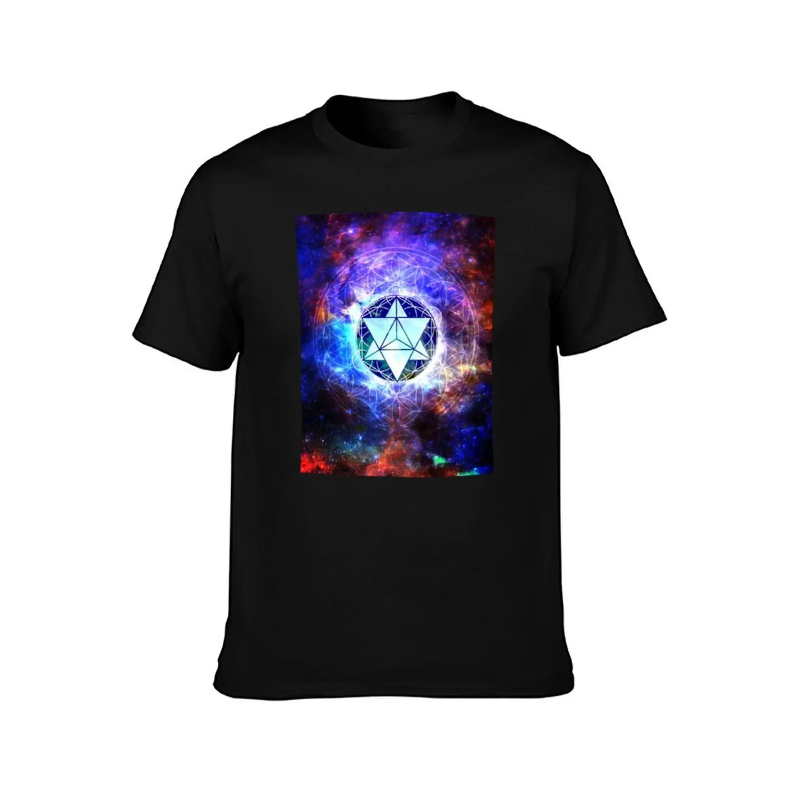 Sacred Geometry Merkaba Abstract T-Shirt Basic Casual Short Sleeve Cotton Shirt T-Shirt