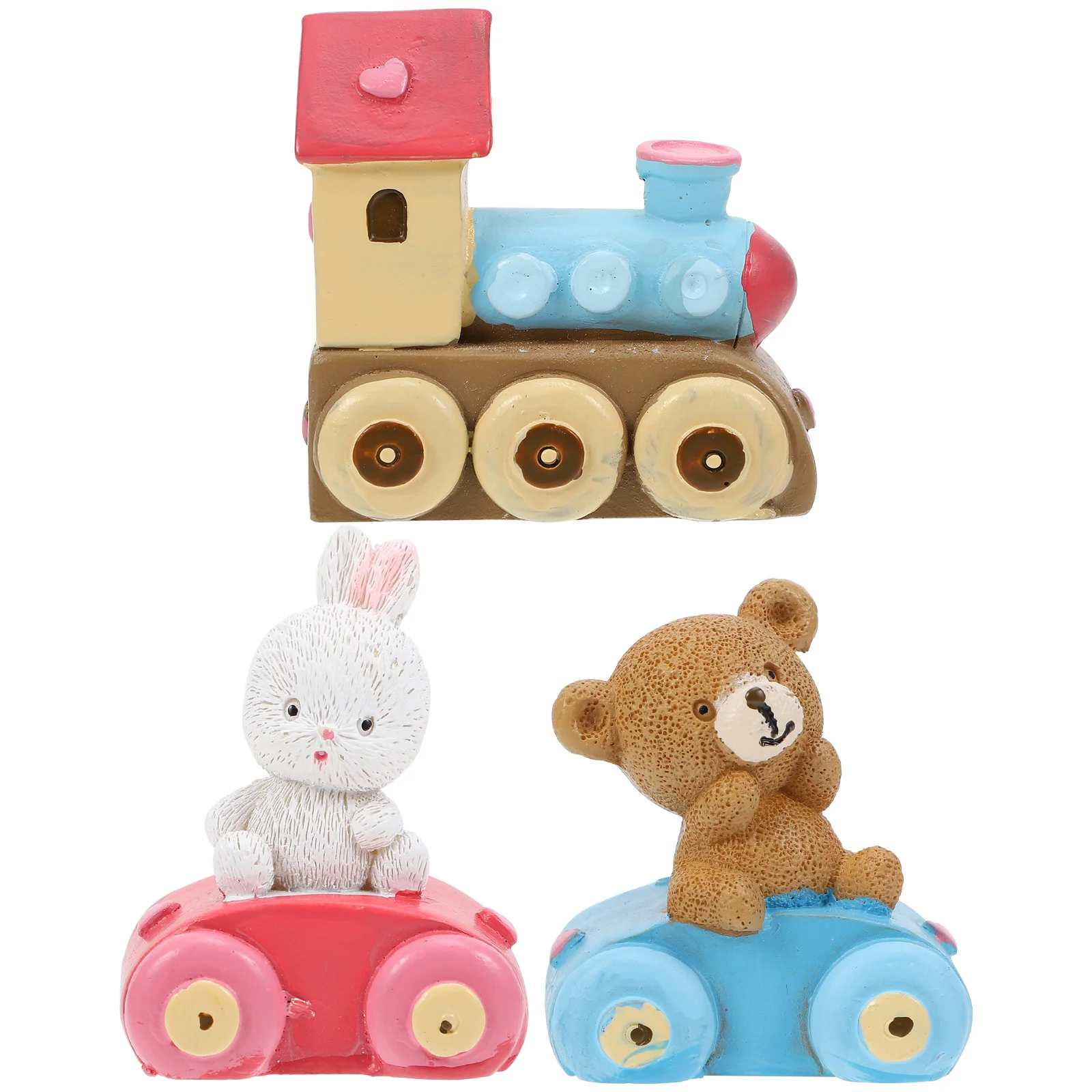 

1pc Cake Decor Rabbit Train Resin For Birthday Party Desktop Ornament Cake Adornment Desktop Ornament Resin Crafts