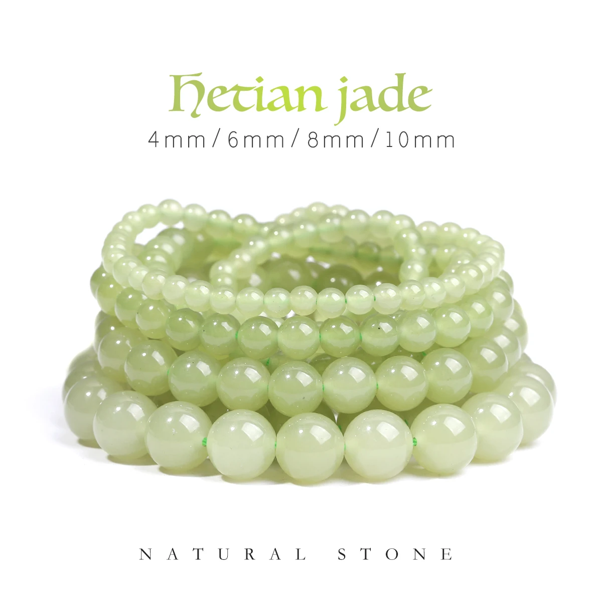 SHIJIWLS Hetian Jade Beads Loose Spacer Beads Are Used for Jewelry Making DIY Bracelet Anklet Accessories 4/6/8/10mm