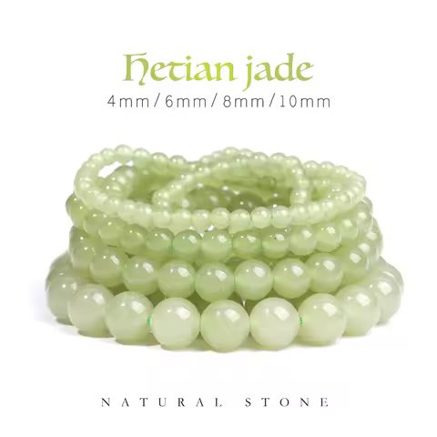 SHIJIWLS Hetian jade beads loose spacer beads are used for jewelry making DIY bracelet anklet accessories 4/6/8/10mm
