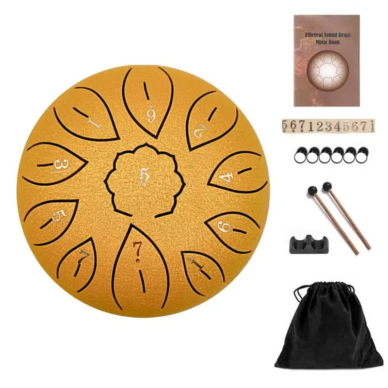 

Ethereal Drum 6 Inch 11 Notes Steel Tongue Drum Hollow Drum Music Drum Yoga Meditation Drum Musical Percussion Instruments