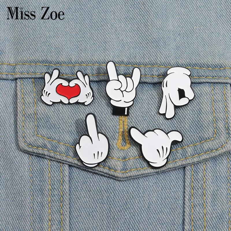 Cartoon Finger Geste Liebe Dich Brosche Emaille Pin Kreative Metall Dekoration Brosche Rucksack Revers Abzeichen Schmuck Geschenk für Freunde