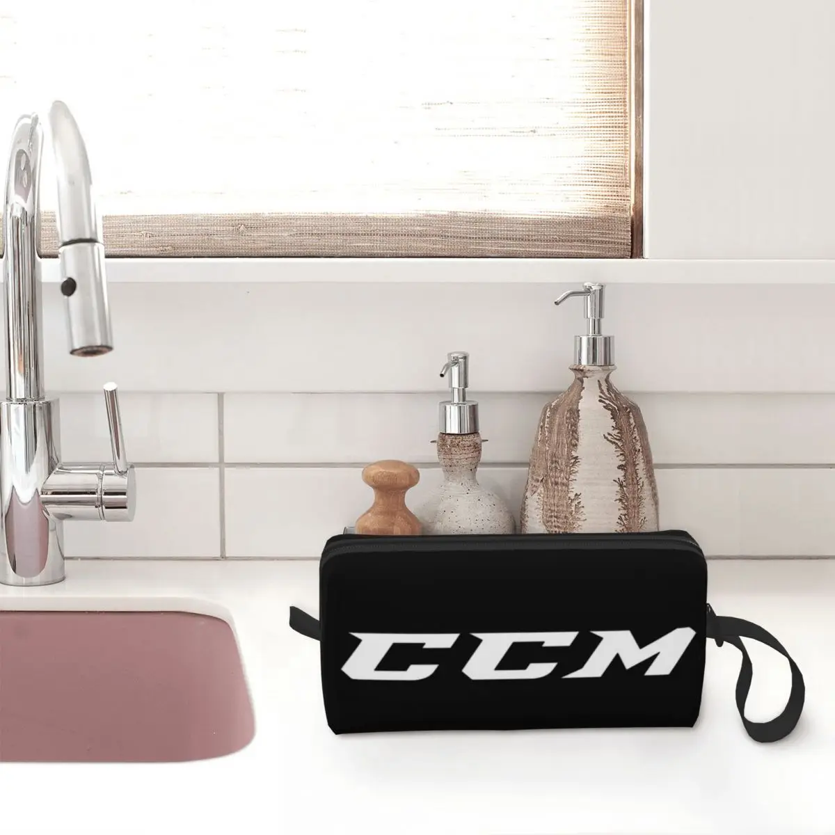 CCM Canada Logo Ice Hockey Cosmetic Bag for Women Makeup Bags Travel Daily Toiletry Bag Organizer Merch