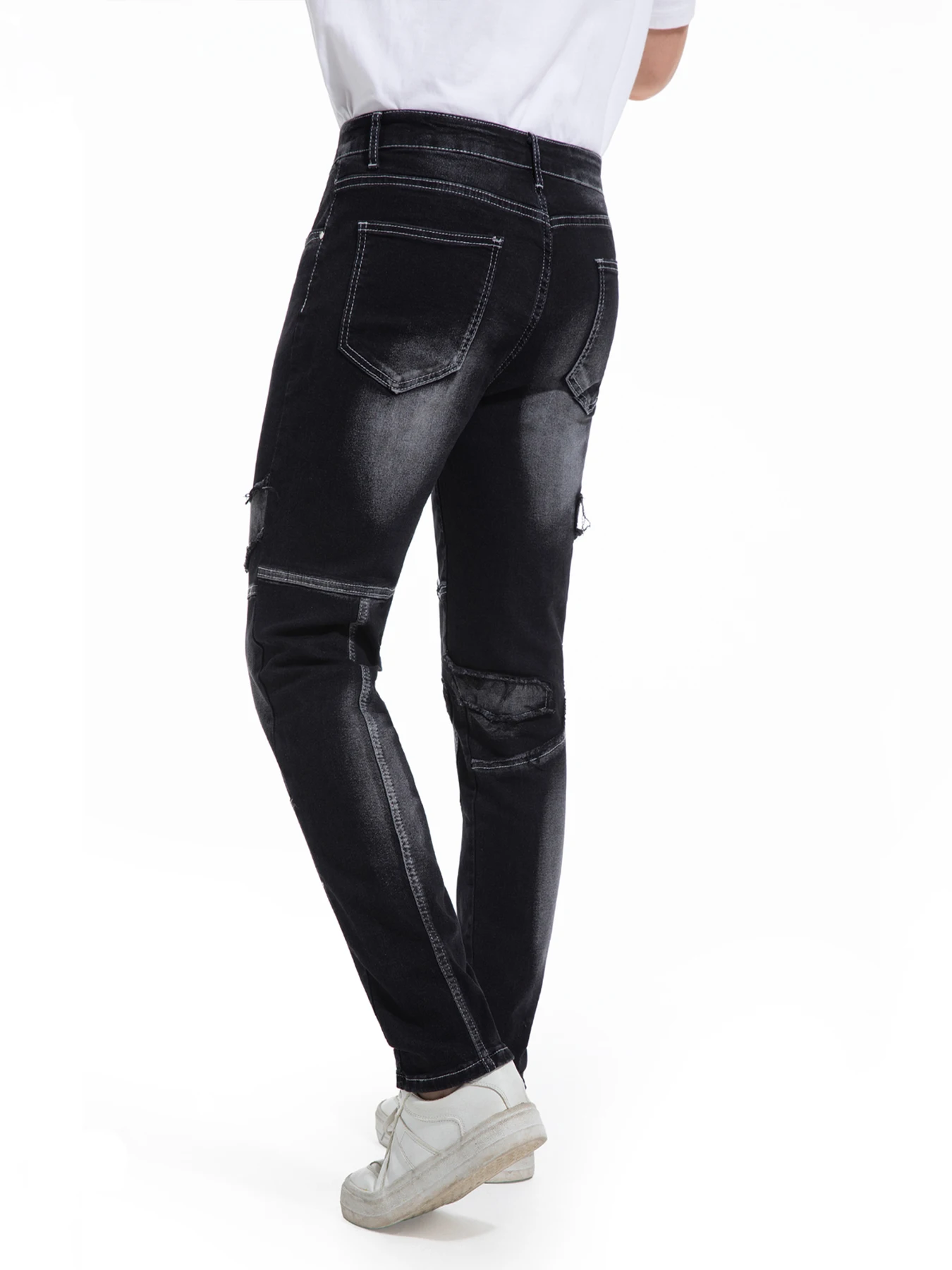 

Джинсы с бахромой средней и высокой талией, уличный стиль, однотонные, подходят для всех сезонов, мужские джинсы.