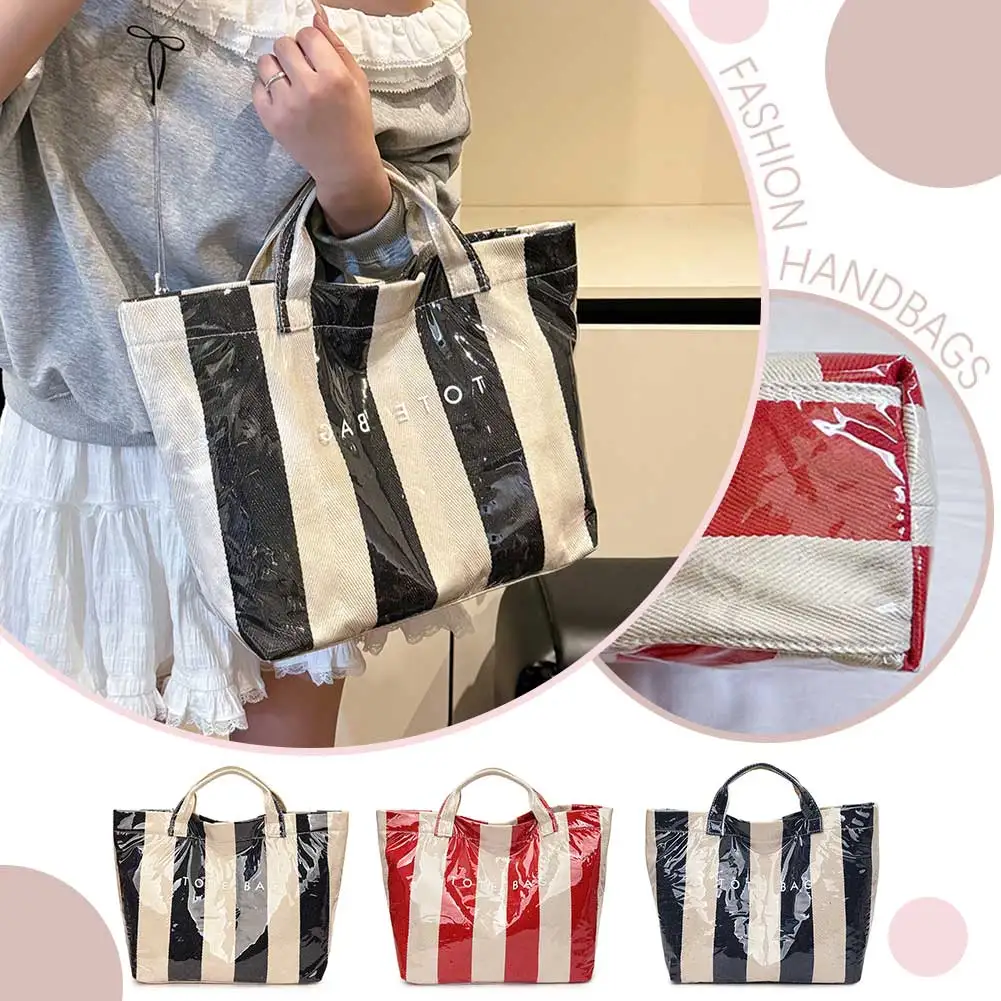 

PVC All-Match Shoulder Bag Large Capacity Stylish Letter Print Handbag Waterproof Leisure Tote Handbag Commute Handbag