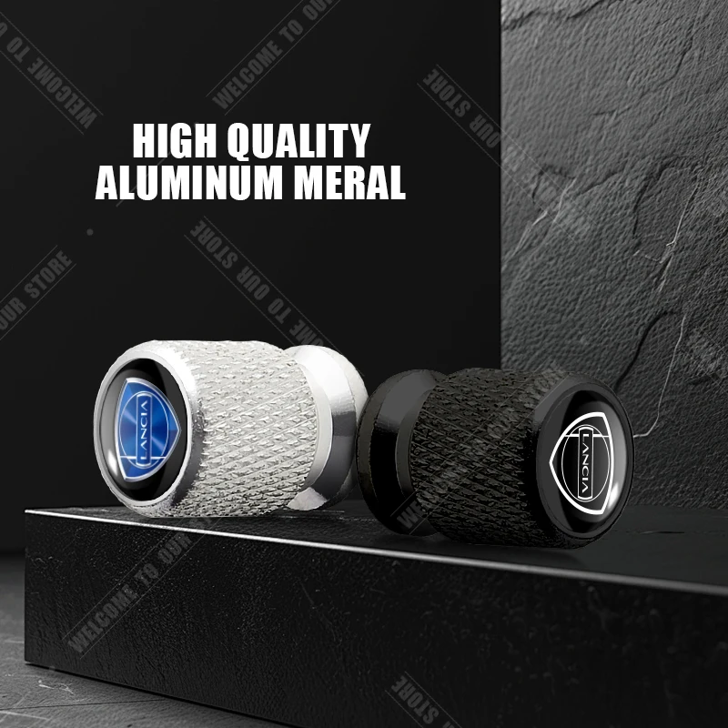Car CNC Aluminum For Lancia Ypsilon Delta 3 Thesis Phedra Musa Voyager Thema Emblem 4pcs Tire Valve Air Port Stem Cover Caps