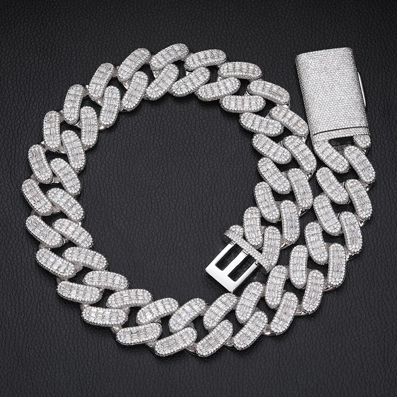 

High quality 28MM diamond Cuban chain full set square and round moissanite hip-hop necklace accessories