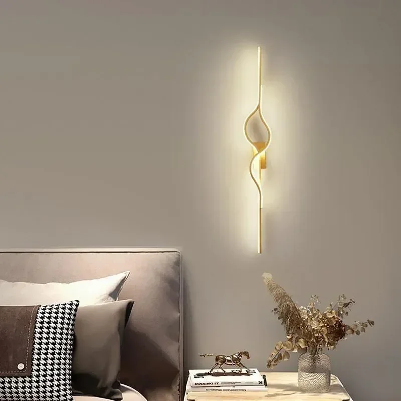 Minimalist Modern Nordic Long Wall Lamp Bedroom Living Room Grille Sofa Background Lamp Light Luxury Background Wall Art