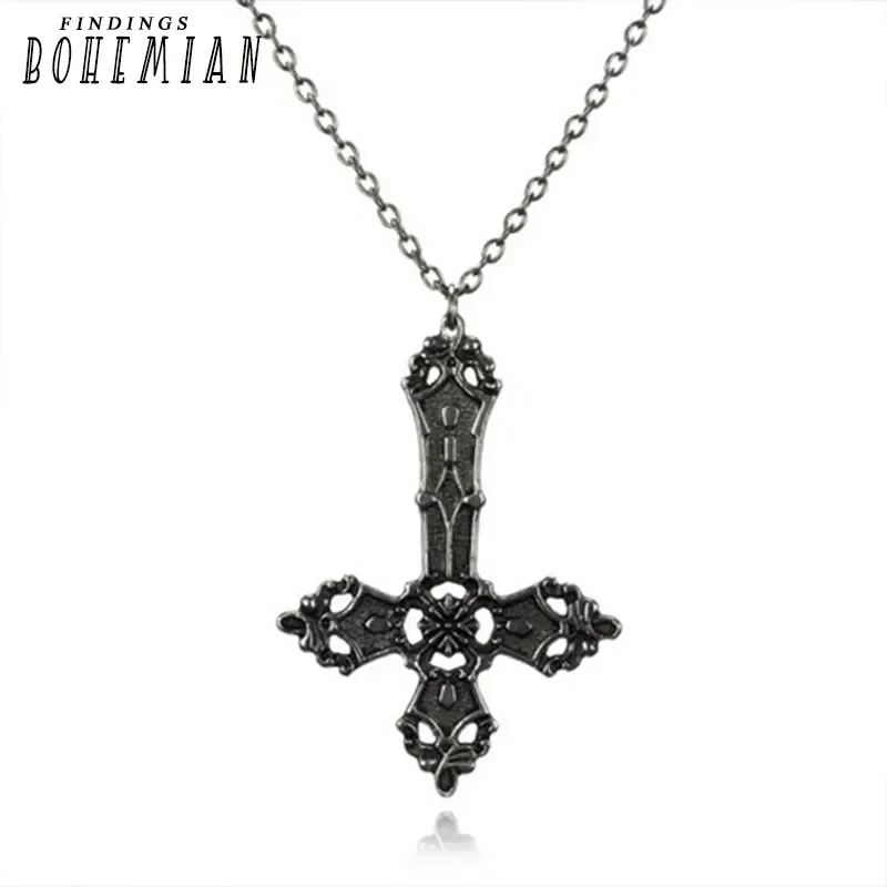 Gothic Punk Rock Inverted Cross Pendant Necklace Jewelry