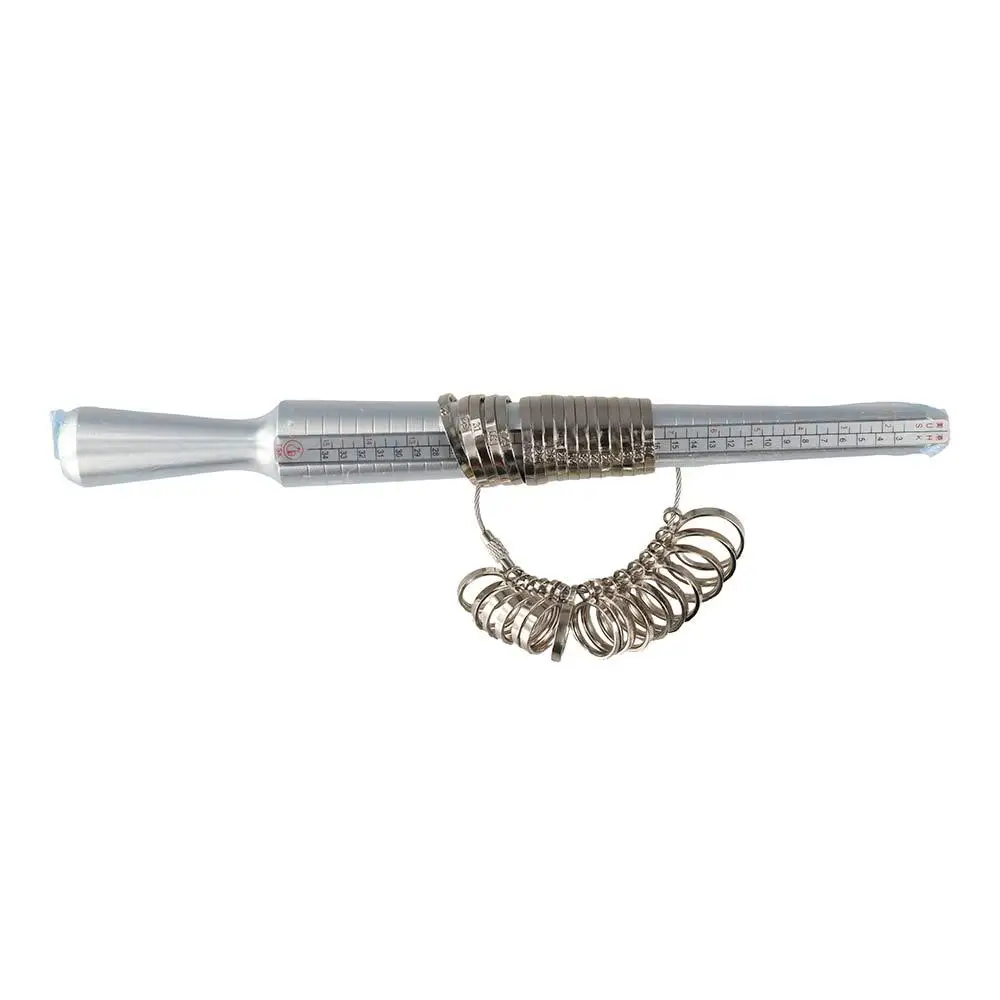 Durable Ring Sizer Measuring Tool Set Aluminum Ring Mandrel Ring Stick Jewelry Sizers Kit Smooth Edges Metal Gauge