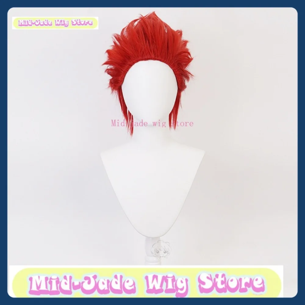 Mid-Jade Wig Store My Hero Academia Kirishima Eijiro Wig Cosplay Permainan Anime Kostum Bermain Peran Alat Peraga Kostum Halloween Synthet