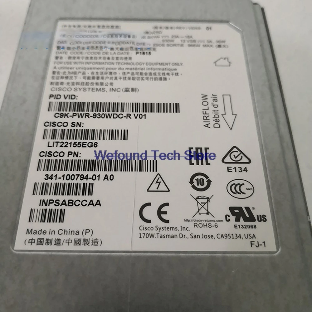 

Power Supply 341-100794-01 930W C9K-PWR-930WDC-R